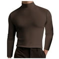 thumbnail image 2 of Cyglowse Men's Soft Thermal Undershirt Mock Turtleneck Long Sleeve Breathable Lightweight Solid Color for Layering Tops Coffee 2XL, 2 of 8