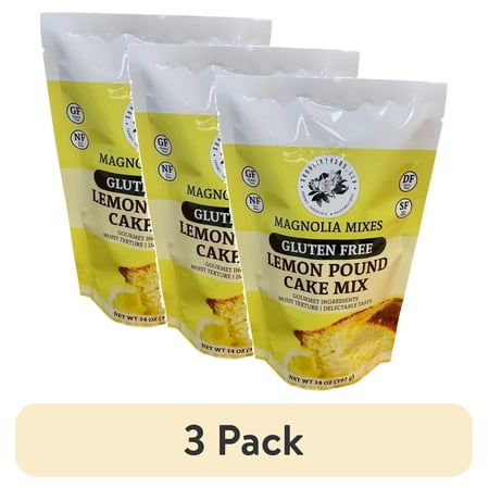 (3 pack) Magnolia Mixes Lemon Gluten-Free Pound Cake Mix, 14 oz Bag