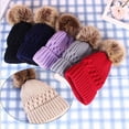 thumbnail image 2 of Pnellth Wool Knitted Hat Thick Fur Ball Decoration Keep Warmer Solid Color Winter Casual Women Skiing Beanies for Daily Wear, 2 of 7