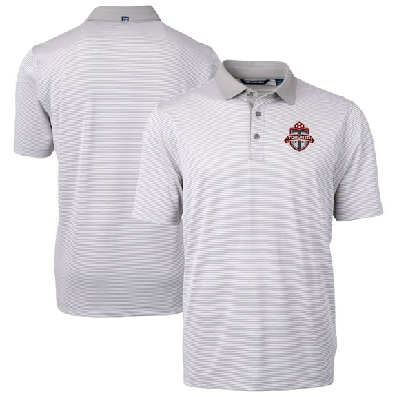 Men's-Cutter & Buck  Gray Toronto FC Virtue Eco Pique Micro Stripe Recycled Polo