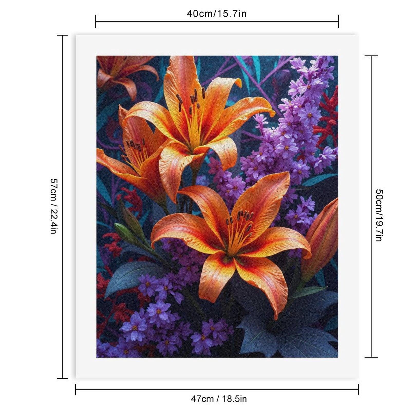 Paint by Numbers Kit for Adults, Orange Lilies Purple Blooms Background Paint by Numbers, Easy Paint by Numbers Kit for Adults Beginner, DIY Adult Paint by Number Kits on Canvas, Home Decor