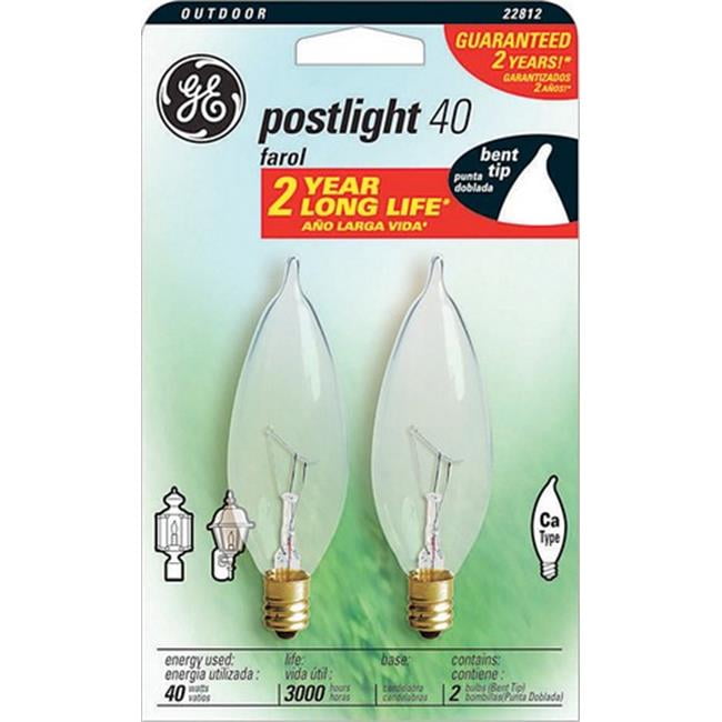 G.E. Lighting 76241 40 Watt Post Light Bulbs