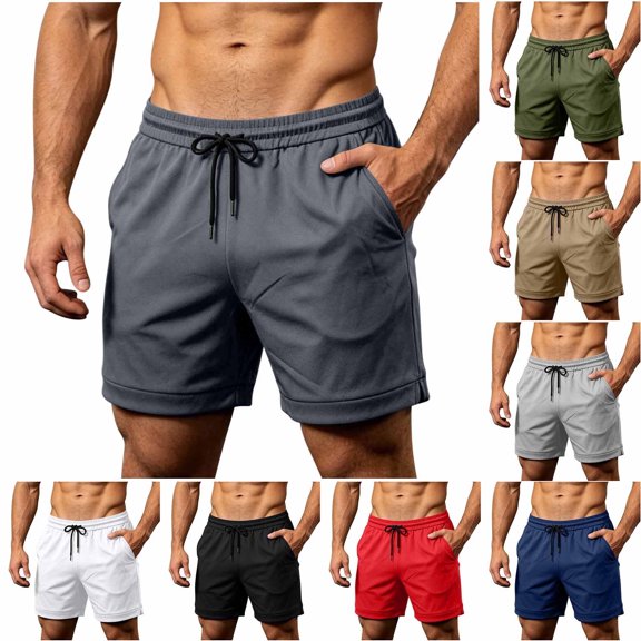 EOYWHK Mens Active Shorts Quick Dry Elastic Waist Drawstring Workout Shorts for Men Soft Lightweight Breathable Wear Daily Wear Outdoor Army Green, Size L