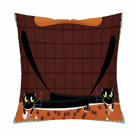 YUSDECOR Two Cats Pillow Covers Pillowcase Throw Pillows 18x18 inch