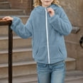 thumbnail image 5 of Hicidod Girls Fuzzy Sherpa Jacket Soft Full Zip Hoodies Fleece Solid Color Kids Coat with Pockets for Fall Winter Outwear, 5 of 6