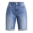 thumbnail image 5 of Time and Tru Women's Mid Rise Denim Bermuda Shorts, 10” Inseam, Sizes 0-22, 5 of 5