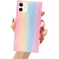 thumbnail image 1 of Compatible avec Étui iPhone, Étui Carrée Colorée Scintillante Arc-en-Ciel en Silicone Souple Antichoc Design Iridescent pour Filles Femmes (iPhone 12proMAX, Rose), 1 of 7