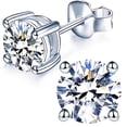 thumbnail image 1 of Pendientes YODEWA redondos de plata de ley 925 con moissanita de 1 quilate, 1 of 7