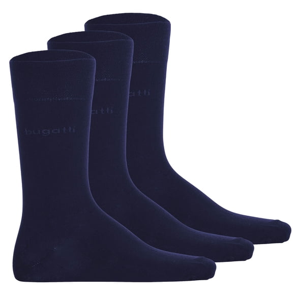 bugatti calcetines de hombre, paquete de 3 - Calcetines Algodón Suave Uni Basic Azul oscuro 43-46