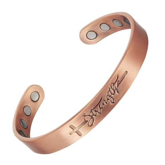 Metaljc Magnetic Christian Jesus Copper Cuff Bracelet for Men Women, Religious Jewelry Gifts