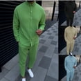 thumbnail image 4 of Nuevo traje de ocio de color sólido con burbujas arrugadas de primavera y otoño para hombres, pantalones cargo de moda de manga larga, conjunto de dos piezas de comercio exterior, 4 of 5