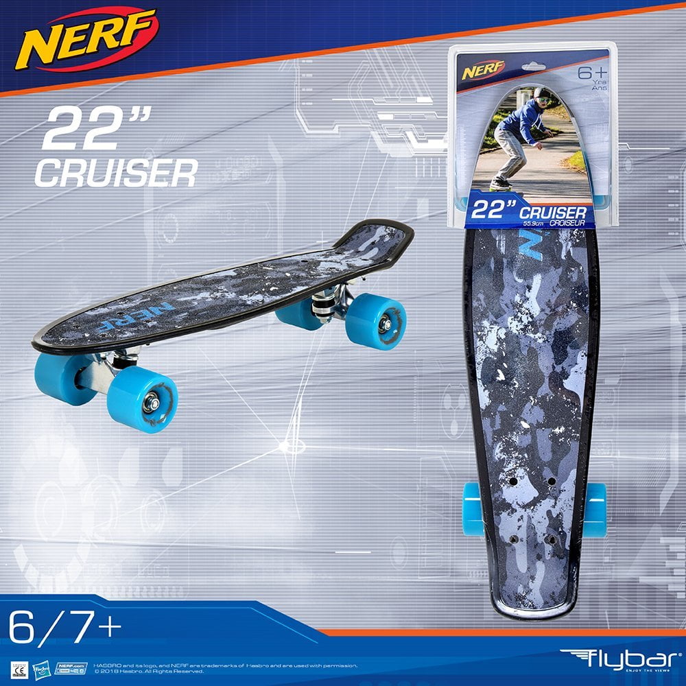 Flybar 22 inch Plastic Cruiser Skateboard, Non-Slip Deck, Boys and Girls Ages 6 and up, Black Camo