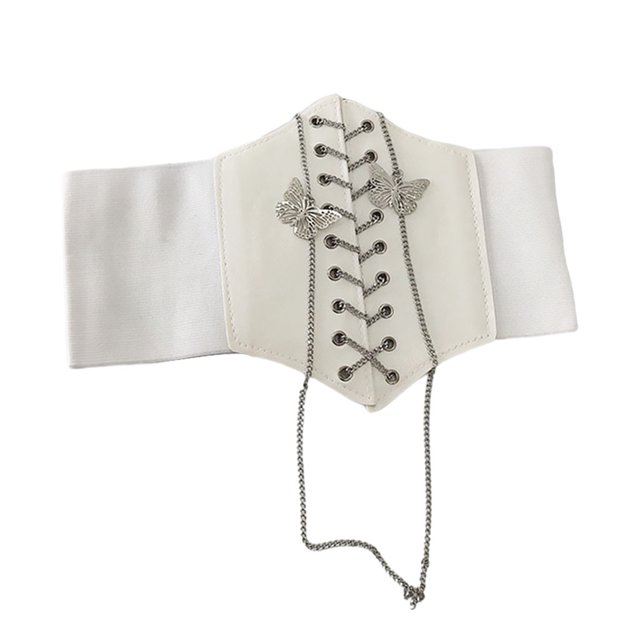 Cinturón elástico vintage para disfraz, corsé, vestidos, cintura elástica flexible para blanco