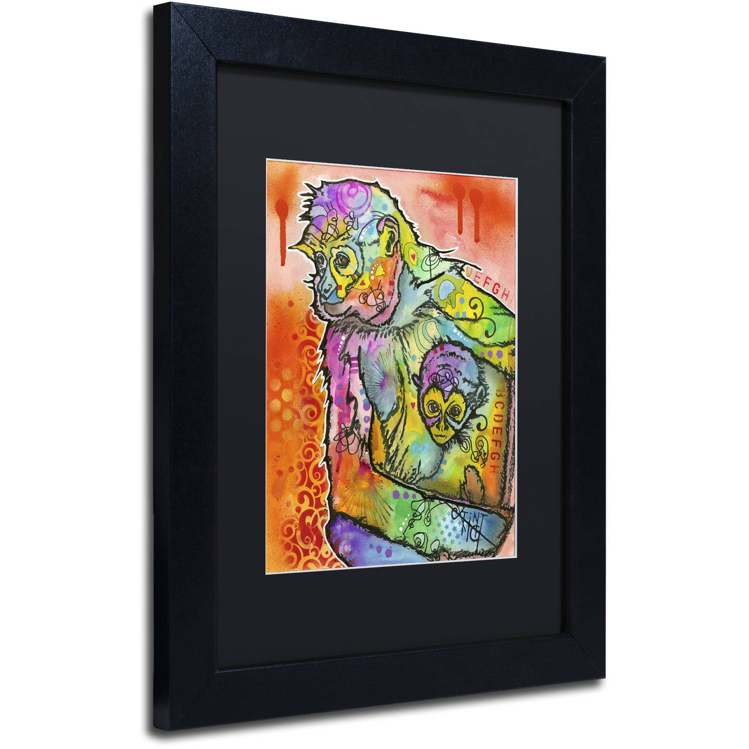 Trademark Fine Art "Monkey 1" Canvas Art by Dean Russo, Black Matte, Black Frame