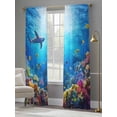 thumbnail image 3 of Summer Marine Life Sheer Curtains 84 Inch Long 2 Panels, Ocean Shark Turtle Coral Light Filtering Rod Pocket Curtains, Sheer Voile Drapes for Living Room Bedroom, 52"x84", 3 of 8