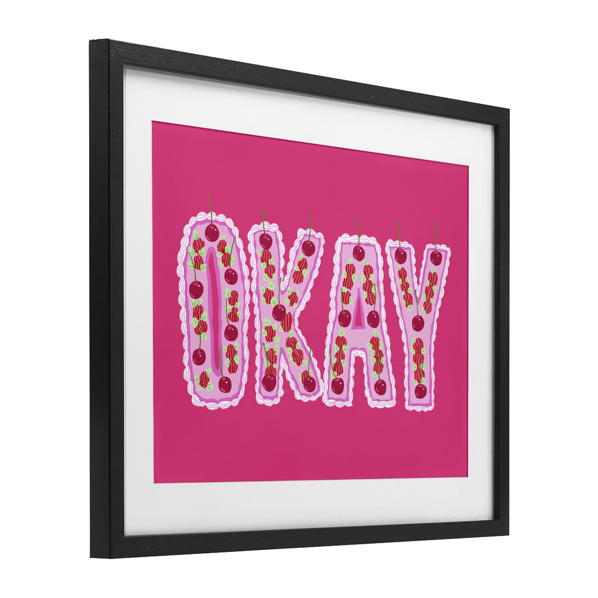 Stupell Industries Okay Cherry Cake Black Framed Print Under Glass, design by Ziwei Li