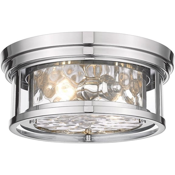 493F2-PN-Z-Lite-Clarion - 2 Light Flush Mount In Transitional Style-5 Inches Tall and 12 Inches Wide-Polished Nickel Finish