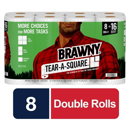 Brawny Tear-A-Square Paper Towels, 8 Double Rolls