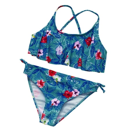 

Kids Swimsuit Ruffle Trim Girls Tie Dye Printed Split Swimwear Toddler Baby All Season Leisure Beach Holiday Children s Day Gift Tankini Bathing Suit