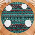thumbnail image 2 of Turquoise Boho Tribal Triangles and Arrows Pattern Round Fitted Tablecloth with Elastic Edge,Dining Table Cover Waterproof,Outdoor Round Tablecloth for Camping,Dining,Indoor and Outdoor, 2 of 7