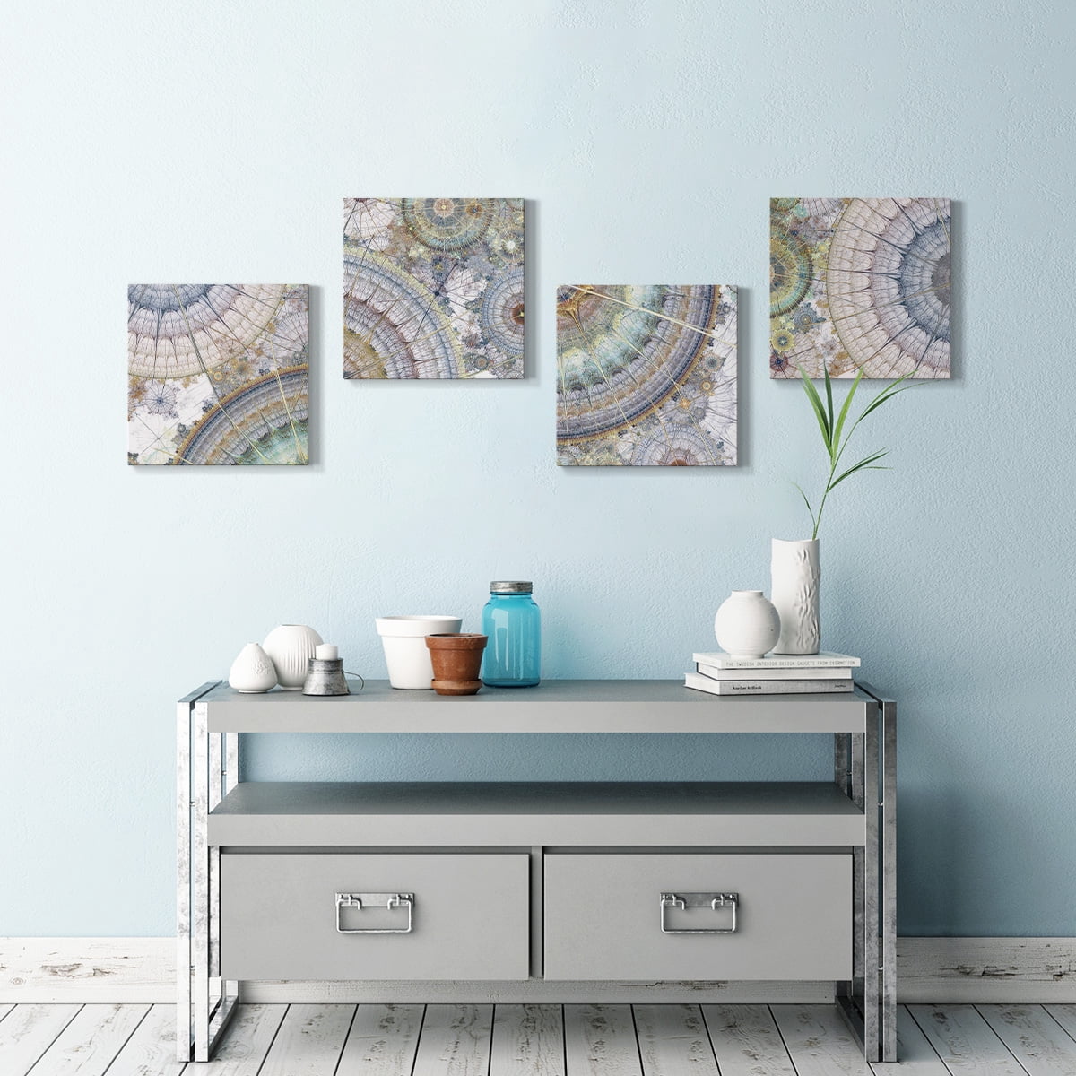Wexford Home Set of 4 Abstract Wall Art 12 x 12 inches Each Modern Purple Wall Décor for Living Room Office Room Bedroom