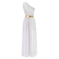 thumbnail image 4 of CHICTRY Women Greek Toga Roman Hero Queen Tunic One Shoulder Ruffles Maxi Gown Dress White XL, 4 of 6
