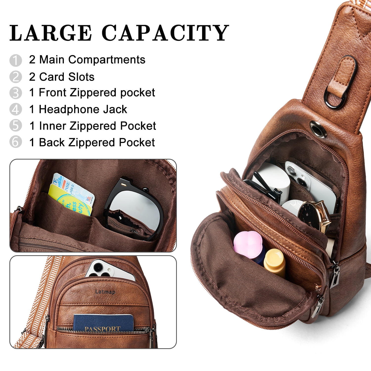 LATMAP Crossbody Sling Bag for Women, Adjustable Straps, Suitable for Travel and as a Gift, Brown