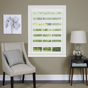Cordless Serenity Sheer Double Layered Zebra Shade Horizontal Cordless Window Shade Blind Roller Blinds & Treatments (23x72, White)