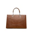 thumbnail image 6 of Genuine Cowhide Women Tote Bag, Glossy Crocodile Embossed Metal-Ring Top-Handle Crossbody Purse, 6 of 10