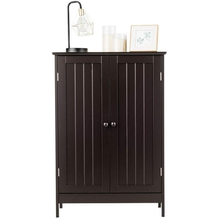 Giantex Bathroom Floor Cabinet Wooden Freestanding Storage Cabinet with Double Doors Suitable for Bathroom Living Room Bedroom Entryway