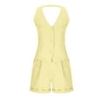 thumbnail image 5 of Bzhegqhd Women's Solid Color Sleeveless Casual Suit Women's Sleeveless V-neck Top/Shirt Set, 5 of 8
