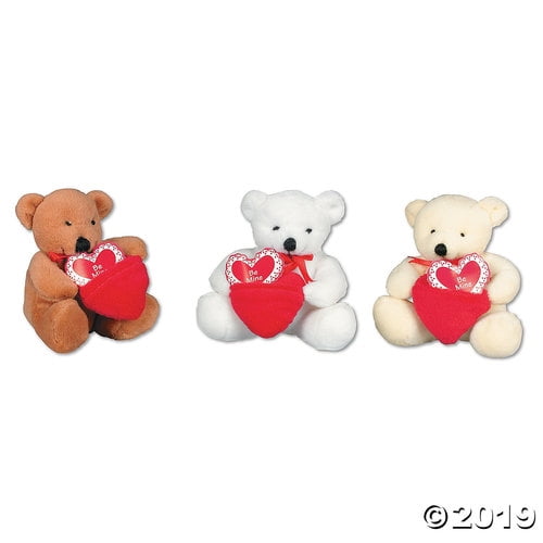 Dozen Plush Valentine Bears with Pocket Be Mine Hearts Bulk Wholesale