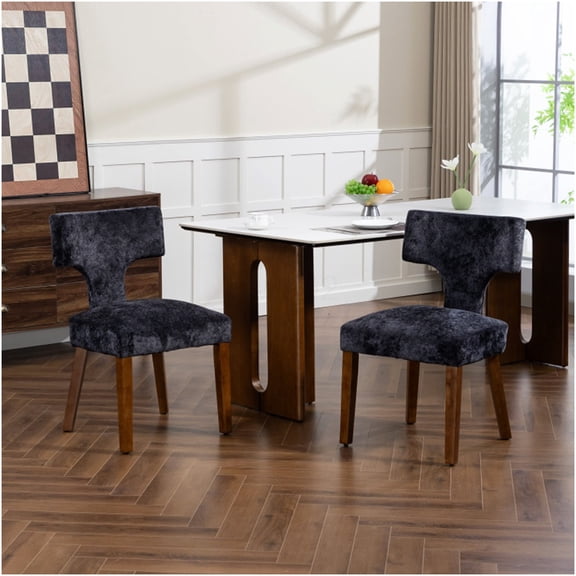 COSMOS Mid-Century Modern Dining Chairs Set of 2, Gray Upholstered Accent Chairs with Solid Wood Frame for Kitchen Dining Room