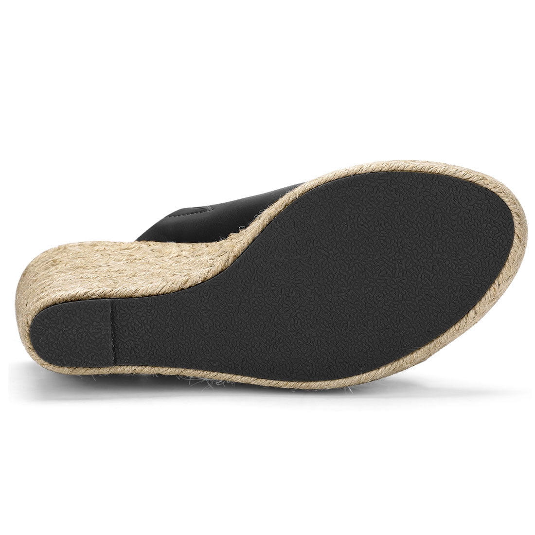DARING DIVA Women's Slip on Platform Sandals Espadrilles Wedges Slides Mules Black 9