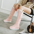 thumbnail image 3 of Botas de nieve para mujer, otoño e invierno, nuevas, cálidas, con relleno de algodón, punta redonda, aumento de altura interior, cordones laterales, botas hasta la rodilla para mujer, 3 of 6