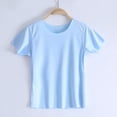 thumbnail image 3 of Girls Short Sleeve T-shirt Ice Silk Breathable Tops Summer Solid Tees (Light Blue 2T-3T), 3 of 6