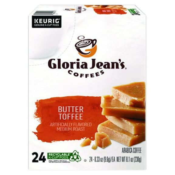Gloria Jean's Butter Toffee Coffee K-Cups, 24/Box, Each