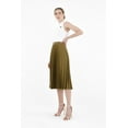 thumbnail image 3 of Khaki Pleated Skirt High Waist Elastic Waist Band Midi Skirt, 3 of 6