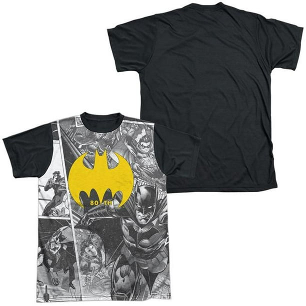 Batman & Collage Adulte Regular Fit Manches Courtes Blanc devant Noir Dos T-Shirt - Petit
