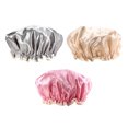thumbnail image 2 of Shisuyan 3 Pcs Bonnets de Douche en Satin Imperméables Chapeaux de Bain Réutilisables pour Femmes, 2 of 8