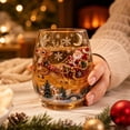 thumbnail image 7 of Qocolcyl 3D Embossed Glass Stemless Wine Cup Santa Reindeer Christmas Tree Snowflake Candle Holder, Indoor Outdoor Tabletop Festive Decor, Xmas Christmas Decorations Ornament Holiday Gift, 7 of 7