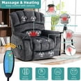 thumbnail image 4 of MEETWARM Large Power Lift Electric Recliner Chair with Massage and Heat, Overstuffed Wide Recliner for Elderly Big People, Plush Fabric Recliners with 2 Remote Controls, USB Ports, Side Pockets（Gray）, 4 of 8