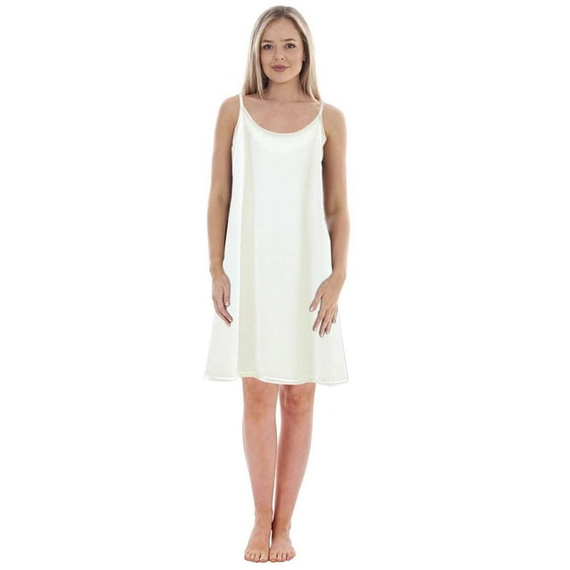 Lixiuxyad Jupon Femme Couleur Unie avec Base Grande Taille Robe de Nuit Ample (Court) Blanc