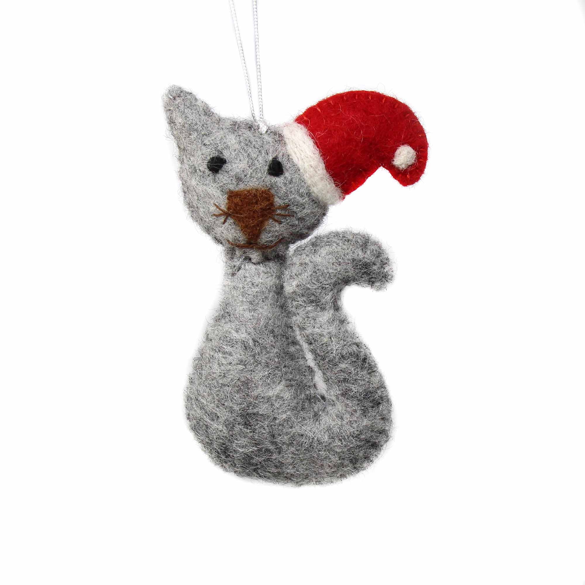 Hand Felted Christmas Ornament Cat Global Groove H 