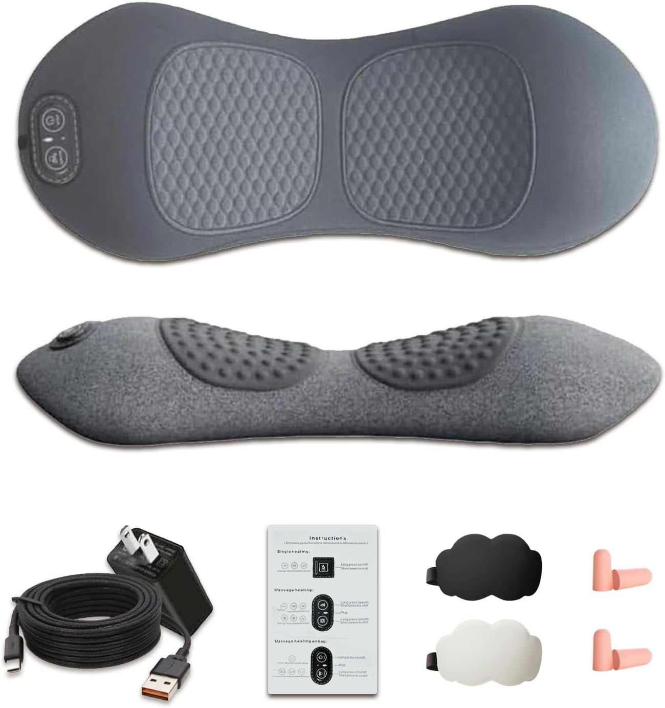 Triple Fusion Back Massager with Heat, Neck Shoulder Back Massager with Heat, Deep Tissue Neck Shoulder for Pain Relief, Vibration & Traction Therapy (Dark Gray)