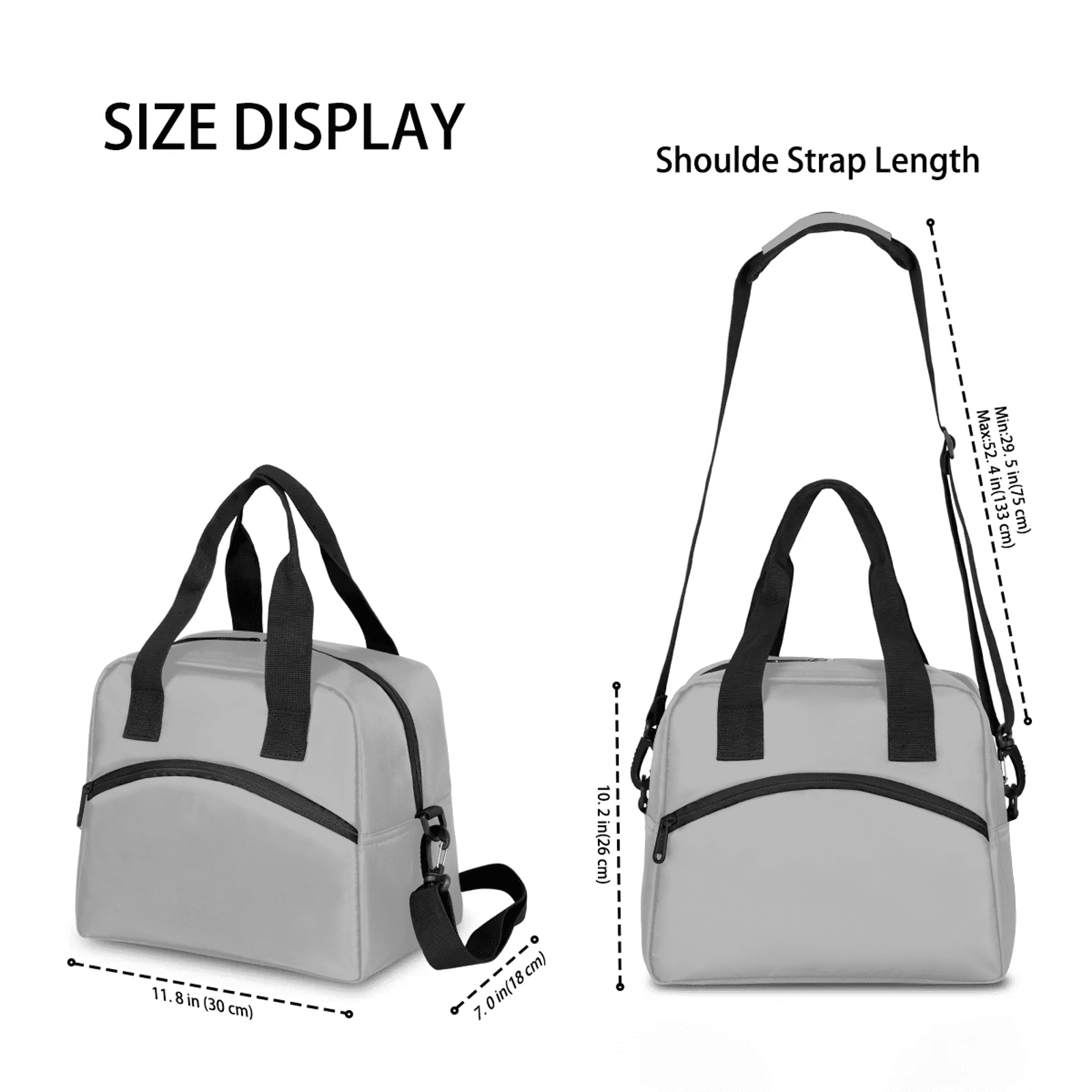 Herdesigns Grey Lunch Bag for Adults Men Women Insulated Reusable Lunch Box Leakproof Cooler Tote Bag with Adjustable Shoulder Strap