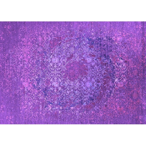 Ahgly Company Indoor Rectangle Oriental Purple Industrial Area Rugs, 7' x 10'