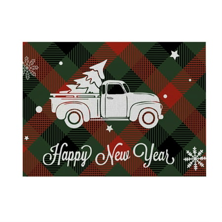 

Wanwan Christmas Placemat Non-slip Reusable Decorative Flax Drink Cup Bowl Table Mat New Year Decoration for Party