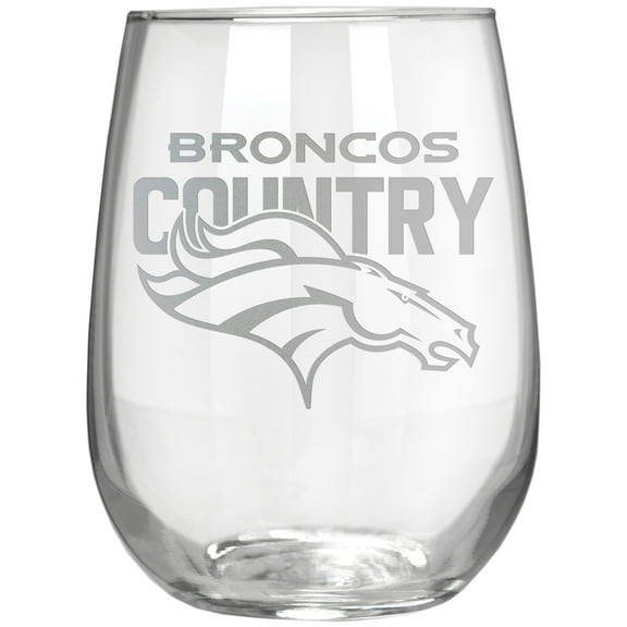 Denver Broncos Etched 17oz. Rally Cry Stemless Wine Glass