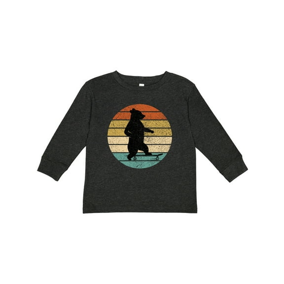 Inktastic Skateboard Bear Retro Sunset Boys or Girls Long Sleeve Toddler T-Shirt